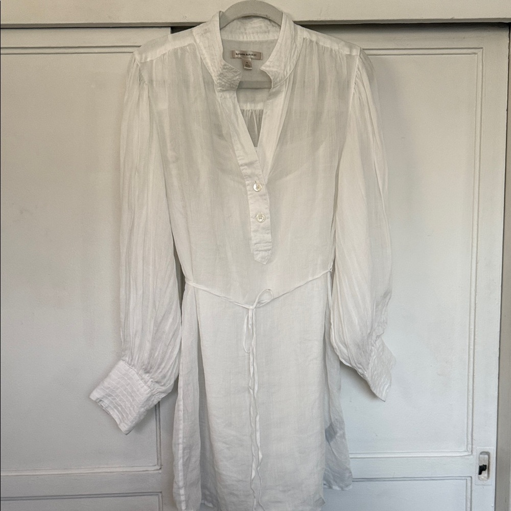 Banana Republic White Long Sleeve Tunic Dress